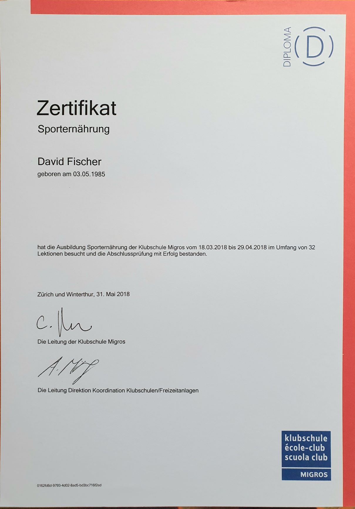 Certificat Nutr. Sportive