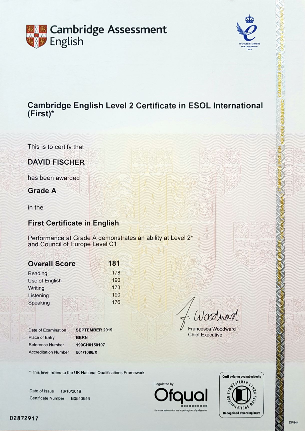 Cambridge Certificate